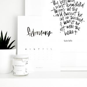 New shop announcement + inspiring freebies! inspiring freebies, calendar, 2016 calendar, 2016 february, brush lettering, art, work, office, stationery, Melo and Co, Canadian made, inspiring, inspiration, organizing, organized, efficient, planning, freebie, printable