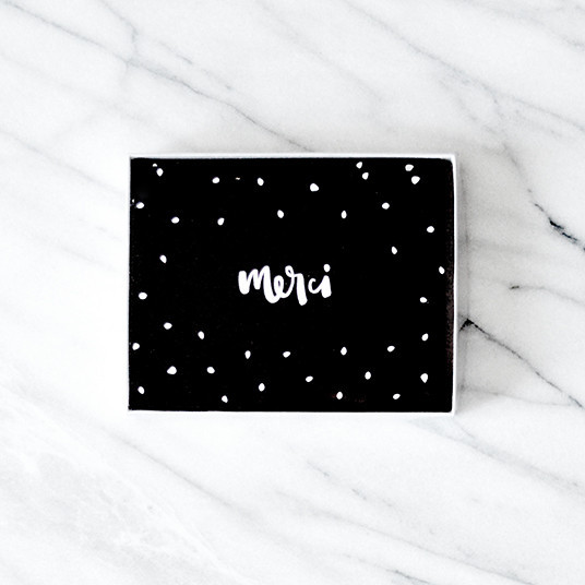 Stylish stationery, merci card, card, greeting card, Melo & Co. brush lettering