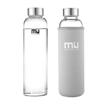 MIU glass water bottle