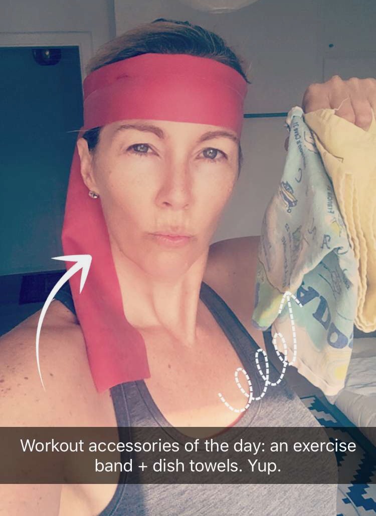 Snapchat workout pic exercise band